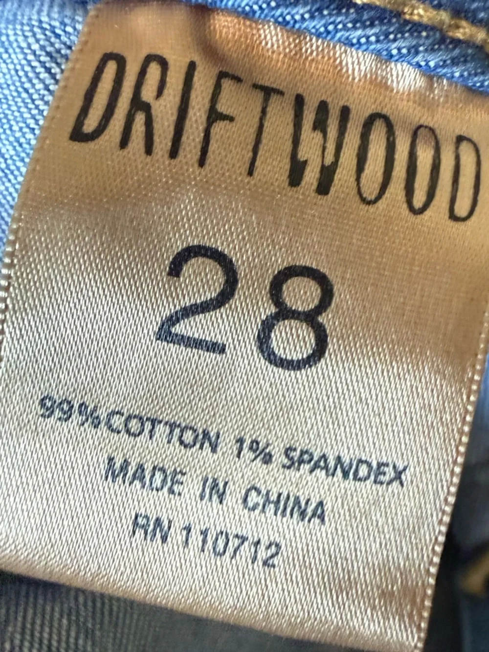 DRIFTWOOD Straight Leg Jeans in Light Blue Wash Size 28